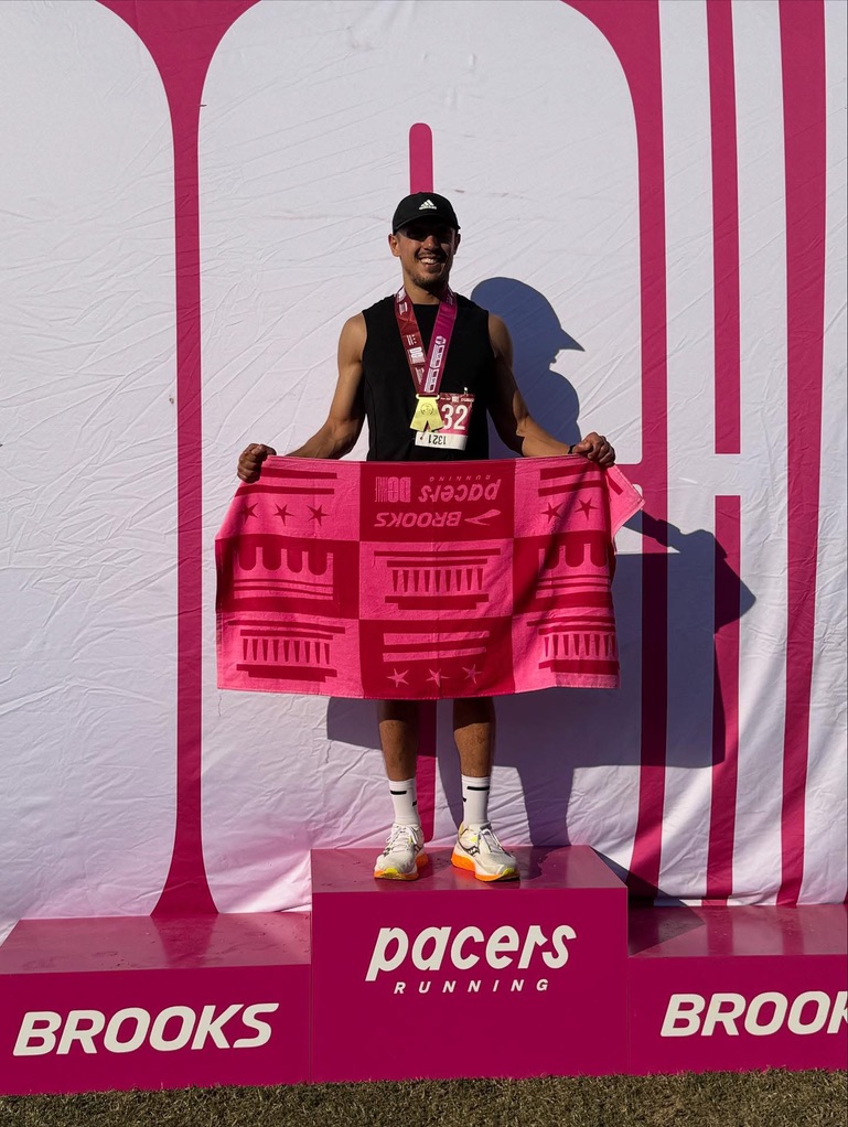 Alex after finishing a half marathon